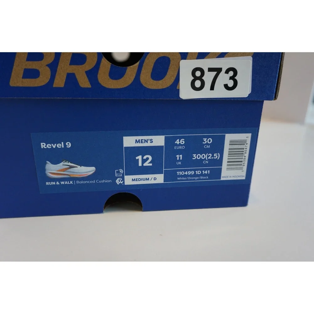 Brooks Revel 9 Mens Running Shoes White Orange Black 110499 1D 141 Size 12
